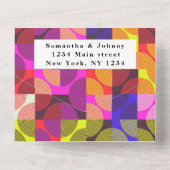 Retro  1980 Colorful Pattern Wedding All In One Uitnodiging (Achterkant)