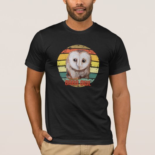 Retro 1980 Faded Barn Owl Original Painting   T-shirt (Voorkant)