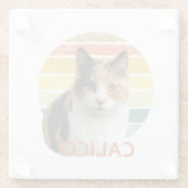 Retro 1980 Faded Sunset Calico Moggy Cat Art    Glazen Onderzetter (Achterkant)