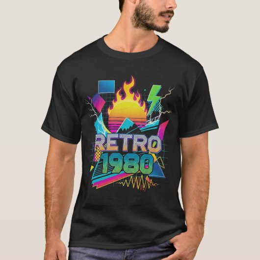 RETRO 1980 – jaren 80 Arcade Synthwave T-shirt (Voorkant)