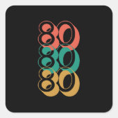  Retro 1980 Red Green Yellow Vierkante Sticker (Voorkant)