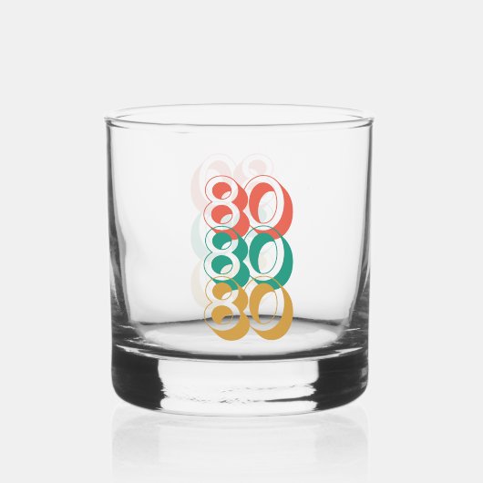  Retro 1980 Rood Groen Geel 80ste Verjaardag Whisky Glas (Achterkant)