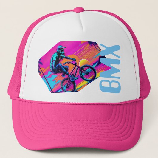 Retro 1980 stijl BMX freestyle trucker hoed Trucker Pet (Voorkant)