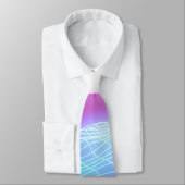 Retro 1980 synthgolf gloeiend neonlicht landschap stropdas (Gebonden)