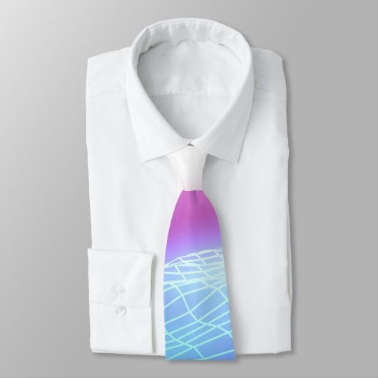 Retro 1980 synthgolf gloeiend neonlicht landschap stropdas (Gebonden)
