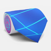 Retro 1980 synthgolf gloeiend neonlicht landschap stropdas (Opgerold)