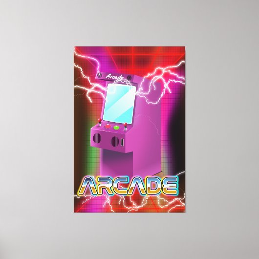 Retro 1980s arcadespel canvas afdruk (Voorkant)