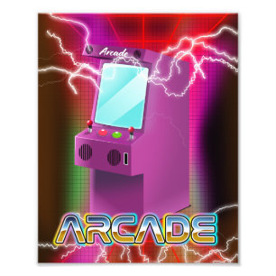 Retro 1980s arcadespel foto afdruk