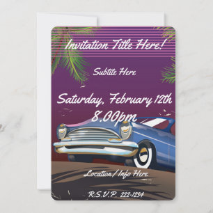 Retro 1980s Auto neon poster Kaart