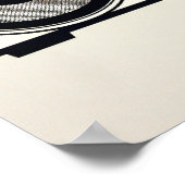 Retro 1980s boombox minimalistische lijnkunst poster (Hoek)