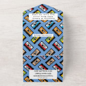 Retro  1980s Cassette Pattern Wedding All In One Uitnodiging (Buitenkant)