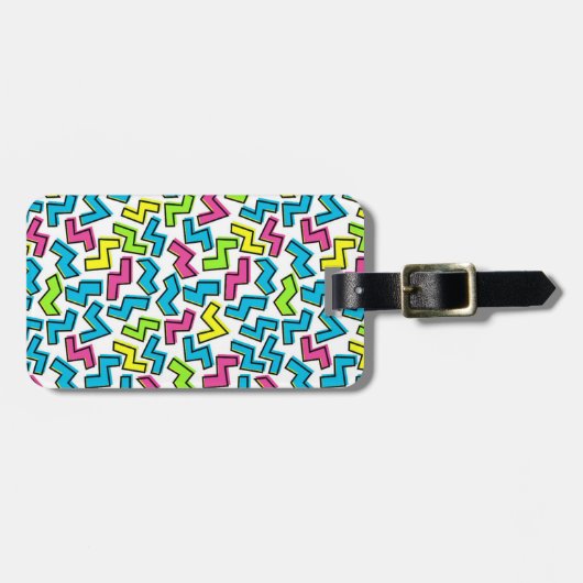 Retro 1980's Cool Cute 80s Memphis Pattern Bagagelabel (Voorkant horizontaal)