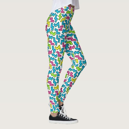 Retro 1980's Cool Cute 80s Memphis Pattern Leggings (Rechts)