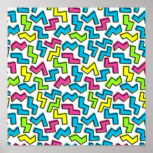 Retro 1980's Cool Cute 80s Memphis Pattern Poster (Voorkant)