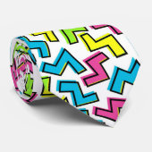 Retro 1980's Cool Cute 80s Memphis Pattern Stropdas (Opgerold)