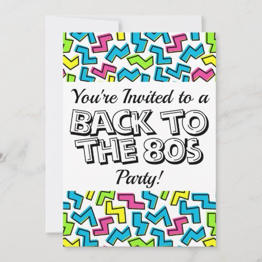 Retro 1980's Cool Schattige Pattern 80s Party Kaart (Voorkant)