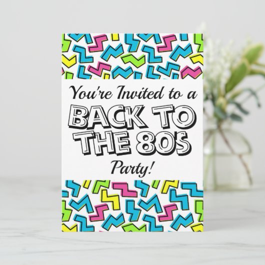 Retro 1980's Cool Schattige Pattern 80s Party Kaart (Staand voorkant)