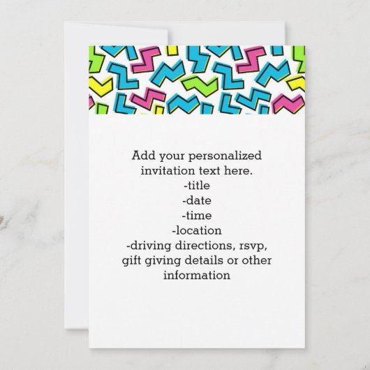 Retro 1980's Cool Schattige Pattern 80s Party Kaart (Achterkant)