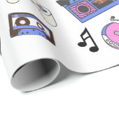 Retro 1980's Era Music Verjaardag Cadeaupapier (Rol Hoek)