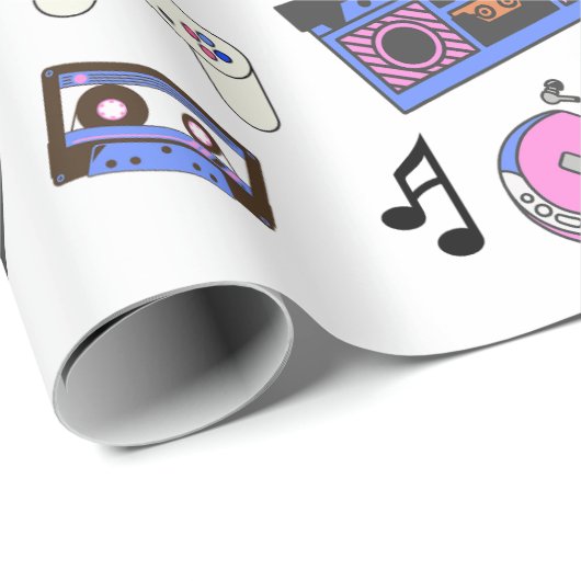 Retro 1980's Era Music Verjaardag Cadeaupapier (Rol Hoek)