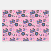 Retro 1980's Era Music Verjaardag Inpakpapier Vel (Voorkant 3)