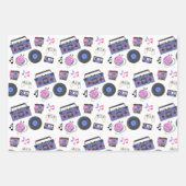Retro 1980's Era Music Verjaardag Inpakpapier Vel (Voorkant 2)