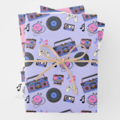 Retro 1980's Era Music Verjaardag Inpakpapier Vel (In situ)