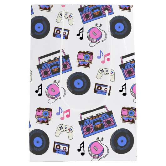 Retro 1980's Era Music Verjaardag Medium Cadeauzakje (Achterkant)