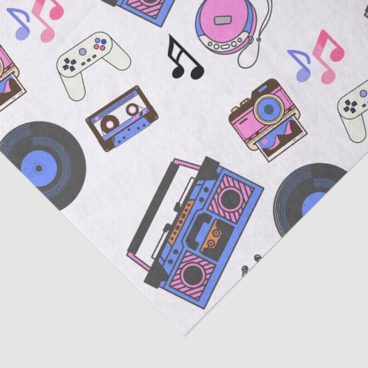 Retro 1980's Era Music Verjaardag Tissuepapier (Detail)