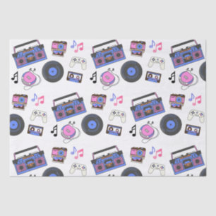 Retro 1980's Era Music Verjaardag Tissuepapier