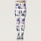 Retro 1980's Era Muziek Nostalgisch Leggings (Voorkant)