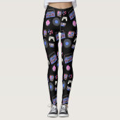 Retro 1980's Era Muziek Nostalgisch Leggings (Voorkant)