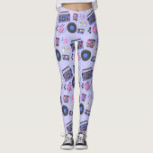 Retro 1980's Era Muziek Nostalgisch Leggings (Voorkant)