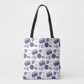 Retro 1980's Era Muziek Nostalgisch Tote Bag (Voorkant)