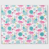 Retro 1980's Memphis Style Flamingo Tropical Cadeaupapier (Vlak)