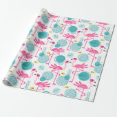 Retro 1980's Memphis Style Flamingo Tropical Cadeaupapier (Uitgerold)