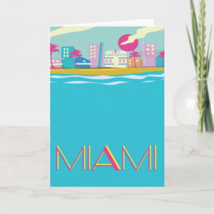 Retro 1980s Miami-reisposter Feestdagen Kaart