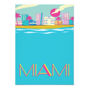Retro 1980s Miami-reisposter Foto Afdruk