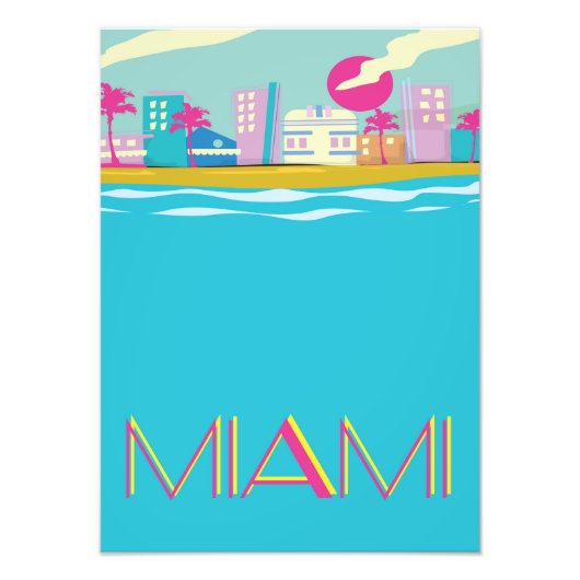 Retro 1980s Miami-reisposter Foto Afdruk (Voorkant)