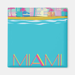 Retro 1980s Miami-reisposter Magneet