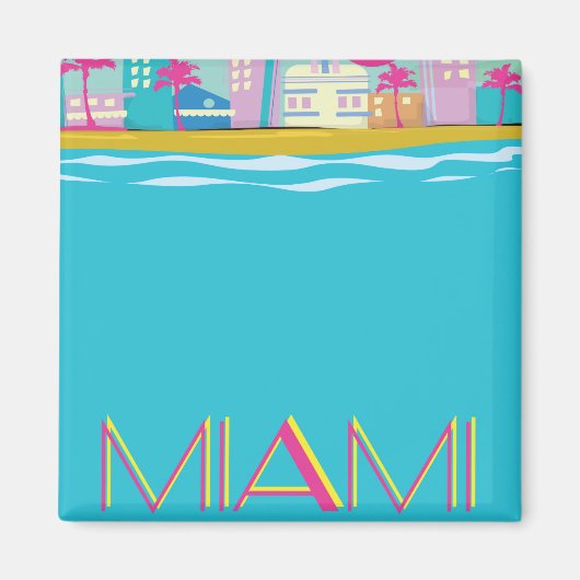Retro 1980s Miami-reisposter Magneet (Voorkant)