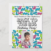 Retro 1980's Pattern 80s Verjaardagsfeestfoto Kaart (Voorkant)