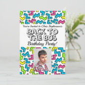 Retro 1980's Pattern 80s Verjaardagsfeestfoto Kaart (Staand voorkant)