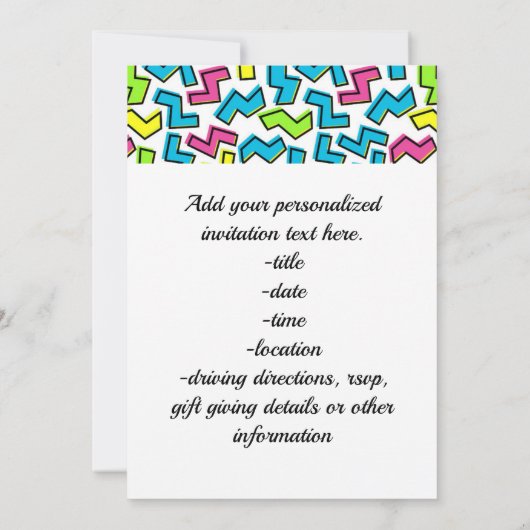 Retro 1980's Pattern 80s Verjaardagsfeestfoto Kaart (Achterkant)