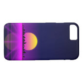 Retro 1980s synthwave gloed neon licht stad Case-Mate iPhone case (Achterkant (Horizontaal))