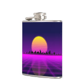 Retro 1980s synthwave gloed neon licht stad heupfles (Links)