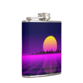 Retro 1980s synthwave gloed neon licht stad heupfles (Rechts)