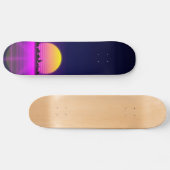 Retro 1980s synthwave gloed neon licht stad persoonlijk skateboard (Horizontaal)