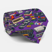 Retro 1980's Videospel Accessoire Patroon Stropdas (Opgerold)