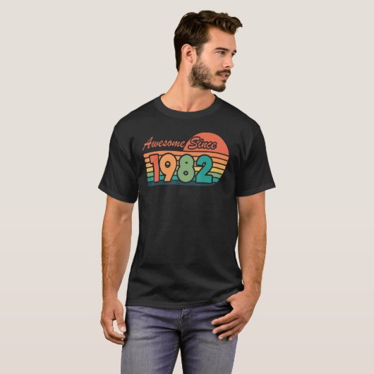 Retro 1982 40th Birthday 40 Years old T-shirt (Voorkant volledig)